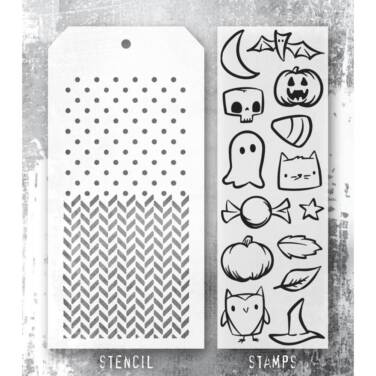 Tim Holtz Mixed-Media Stamps & Stencil - Tiny Frights