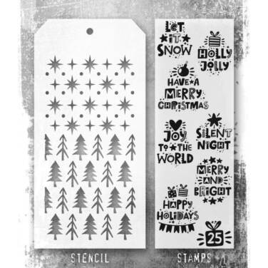 Tim Holtz Mixed-Media Stamps & Stencil - Holiday Whatnots