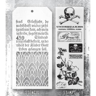 Tim Holtz Mixed-Media Stamps & Stencil - Rest In Peace