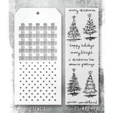 Tim Holtz Mixed-Media Stamps & Stencil - Scribbly Christmas