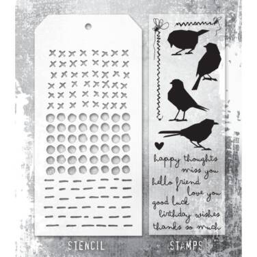 Tim Holtz Mixed-Media Stamps & Stencil - Silhouette Birds