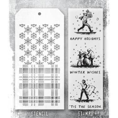 Tim Holtz Mixed-Media Stamps & Stencil - Holiday Sketchbook