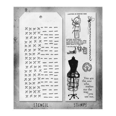 Tim Holtz Mixed-Media Stamps & Stencil - Set #42