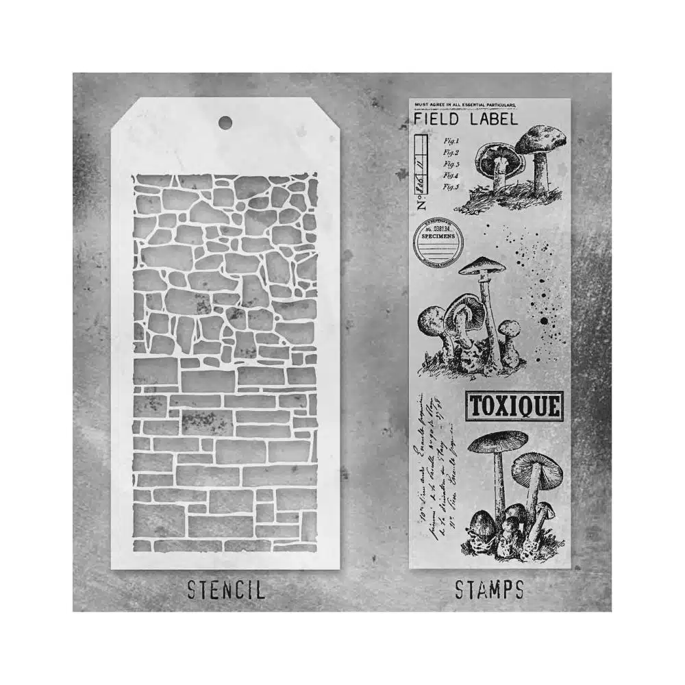 Tim Holtz Mixed-Media Stamps & Stencil - Set #12