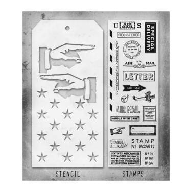 Tim Holtz Mixed-Media Stamps & Stencil - Set #41